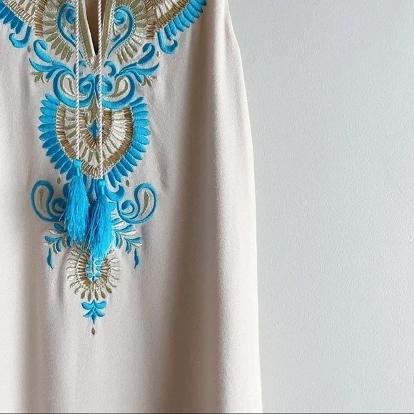 NWT Lilly Pulitzer Embroidered Aubra Shift Dress in Sand Dune, Sleeveless, XXS - Picture 7 of 13
